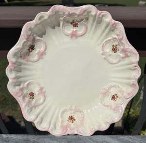 ANTIQUE Crescent/Cook Pottery Co. Ironstone Scalloped Master Berry Bowl - Mold 6